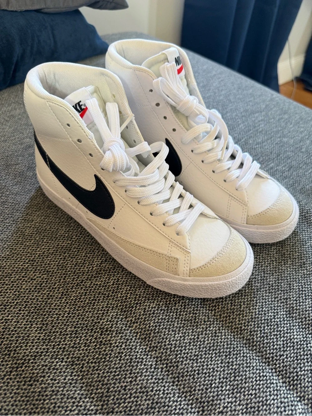 Nike Blazer Mid White/Black High-Top Sneakers (grade school)